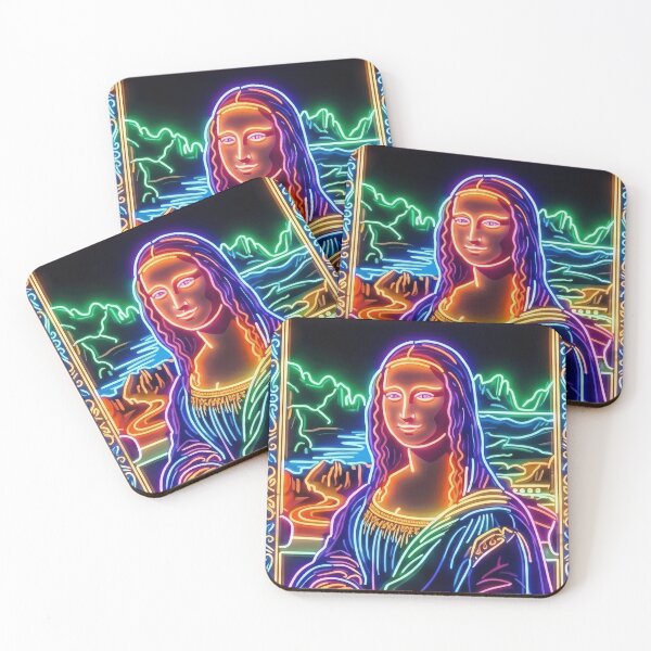 Item preview, Iconic Mona Lisa Neon Light Portrait Design designed and sold by Terry Bain.