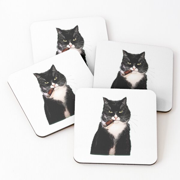 Item preview, Boss Cat Smoking Cigar Tuxedo Cat Portrait designed and sold by StranHabesre51.