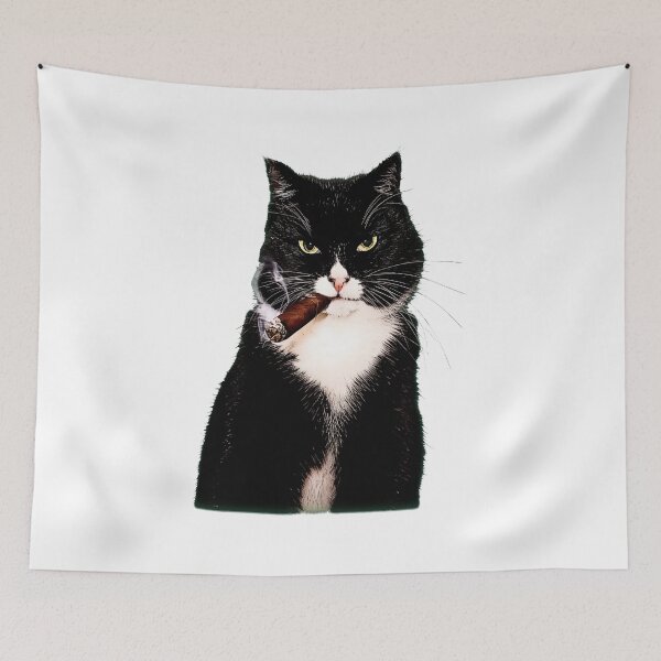 Item preview, Boss Cat Smoking Cigar Tuxedo Cat Portrait designed and sold by StranHabesre51.
