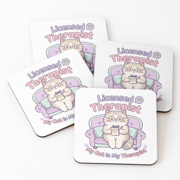 Item preview, My Cat Is My Therapist Funny Cat Sticker — Cute Cat Mom Gift Kawaii Cat Laptop Sticker Cat Lover Humor Decal designed and sold by DESIGN BUREAU .
