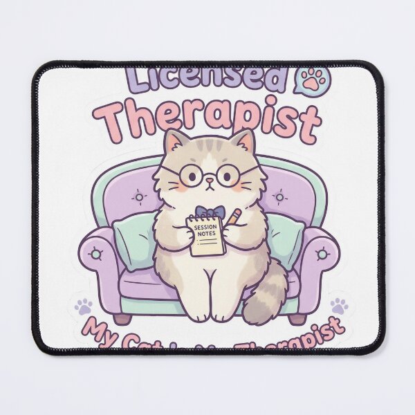 Item preview, My Cat Is My Therapist Funny Cat Sticker — Cute Cat Mom Gift Kawaii Cat Laptop Sticker Cat Lover Humor Decal designed and sold by DESIGN BUREAU .