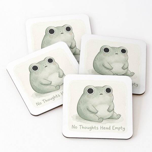 Item preview, No Thoughts Head Empty Funny Frog Sticker — Cute Kawaii Goblincore Mental Health Humor Laptop Sticker Gift designed and sold by DESIGN BUREAU .
