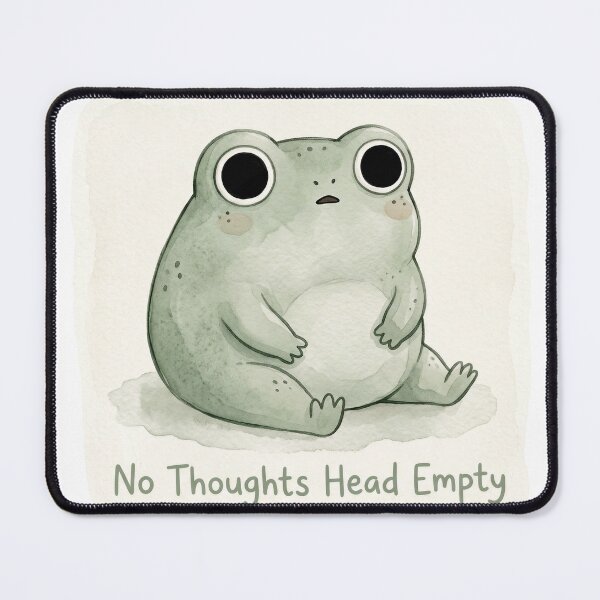 Item preview, No Thoughts Head Empty Funny Frog Sticker — Cute Kawaii Goblincore Mental Health Humor Laptop Sticker Gift designed and sold by DESIGN BUREAU .