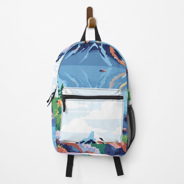 Item preview, Pixel Art Mountain Landscape - Lake and Rising Sun designed and sold by Tama-sirth.