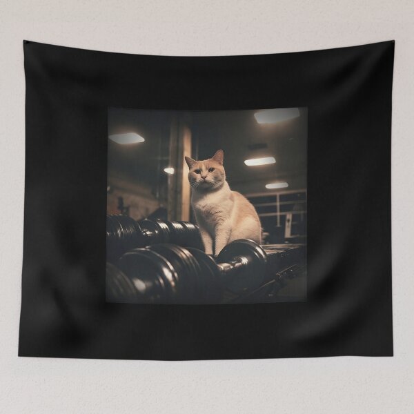 Item preview, Cat on Dumbbells Gym Aesthetic T-Shirt designed and sold by StranHabesre51.