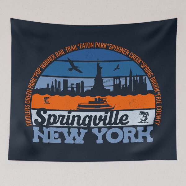 Item preview, Springville New York Sunset Retro Vintage Local Pride Logo designed and sold by CRHPOD20.