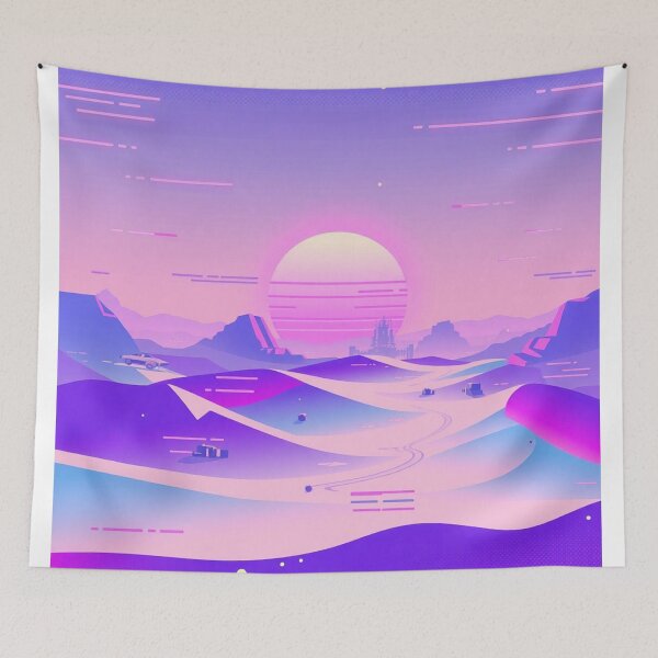 Item preview, Retro Synthwave Landscape - Neon Sunset and Purple Sky designed and sold by Tama-sirth.
