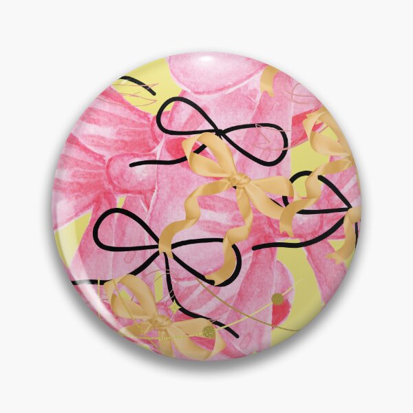 Item preview, Pink Bow Gold Star Yellow Coquette Ribbon Pattern Art Print designed and sold by Extremeallie.