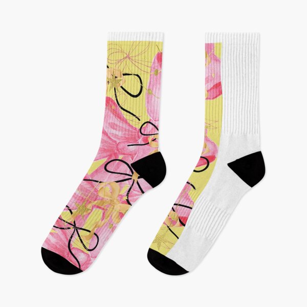 Item preview, Pink Bow Gold Star Yellow Coquette Ribbon Pattern Art Print designed and sold by Extremeallie.