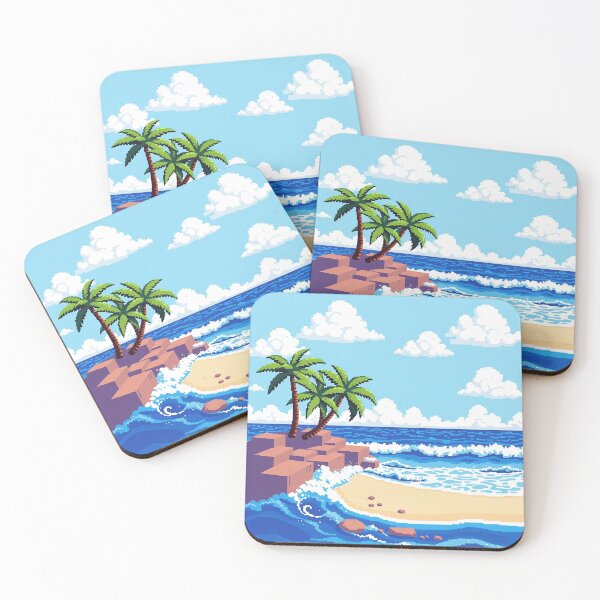 Item preview, Tropical Pixel Art Beach - Dream Island and Retro Palm Trees designed and sold by Tama-sirth.