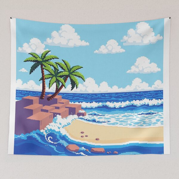 Item preview, Tropical Pixel Art Beach - Dream Island and Retro Palm Trees designed and sold by Tama-sirth.