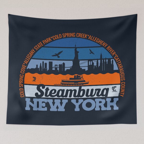 Item preview, Steamburg New York Sunset Retro Vintage Local Pride Logo designed and sold by CRHPOD20.