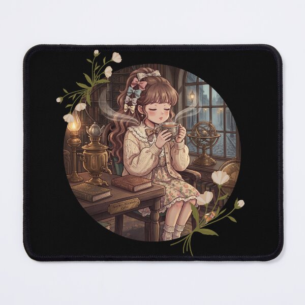 Item preview, Vintage Anime Girl Tea Time Dark Academia Aesthetic Gift for Book Lovers designed and sold by Im-Ara.