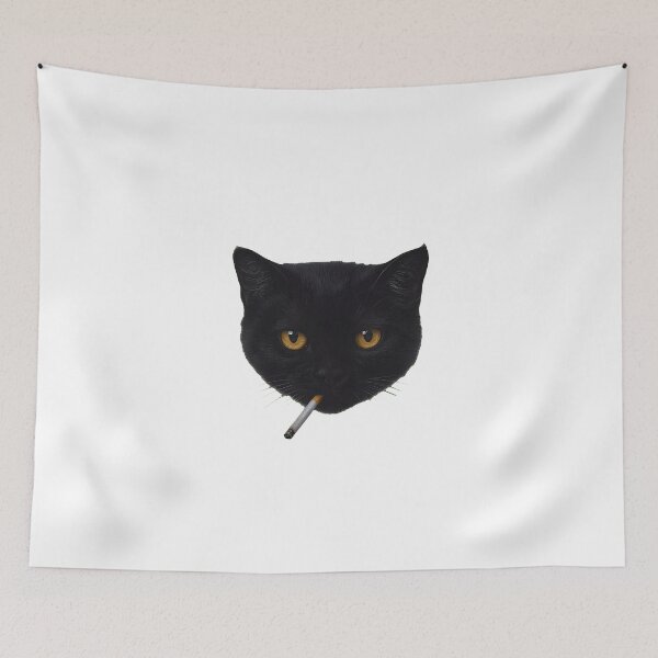 Item preview, Cool Black Cat Smoking Cigarette Portrait Tee designed and sold by StranHabesre51.