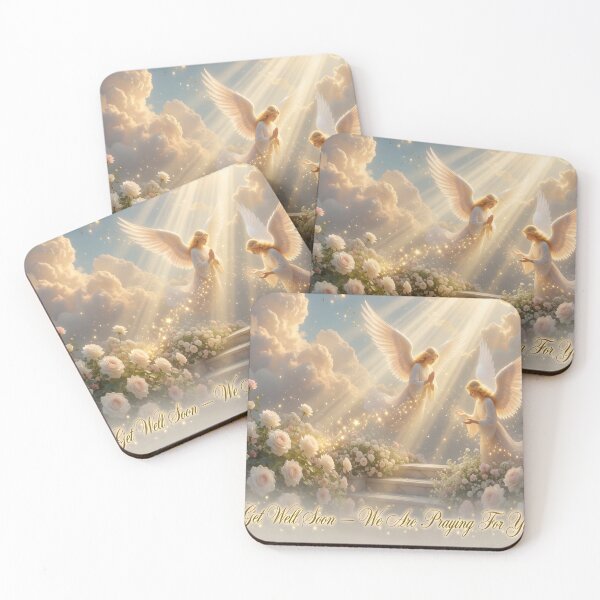Item preview, Heavenly Angels Prayer Garden – Get Well Soon Fantasy Art designed and sold by DreamyWallVibes.