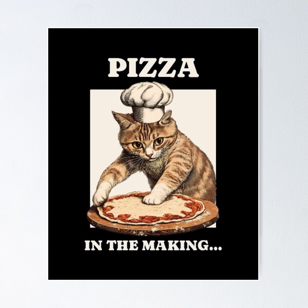 Item preview, Pizza In The Making Funny Vintage Chef Cat designed and sold by GenZFashion000.