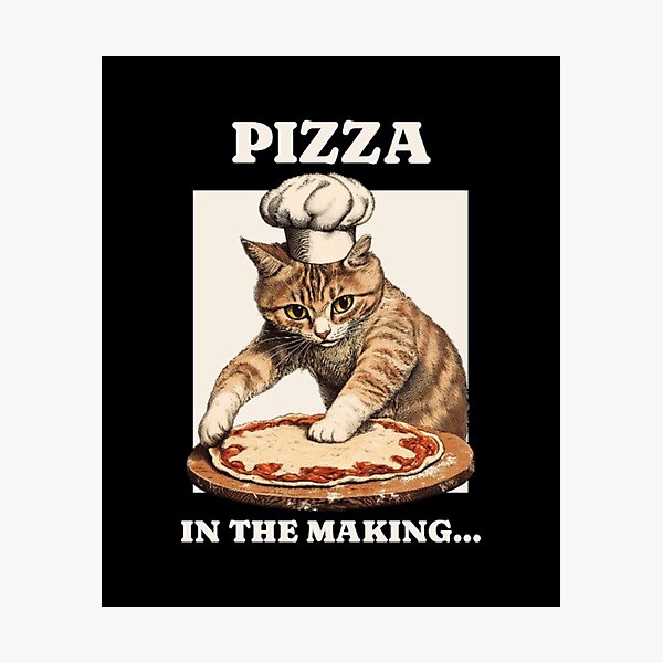 Item preview, Pizza In The Making Funny Vintage Chef Cat designed and sold by GenZFashion000.