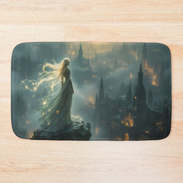 Item preview, Mystical Fantasy City Guardian – Ethereal Gothic Dreamscape designed and sold by DreamyWallVibes.