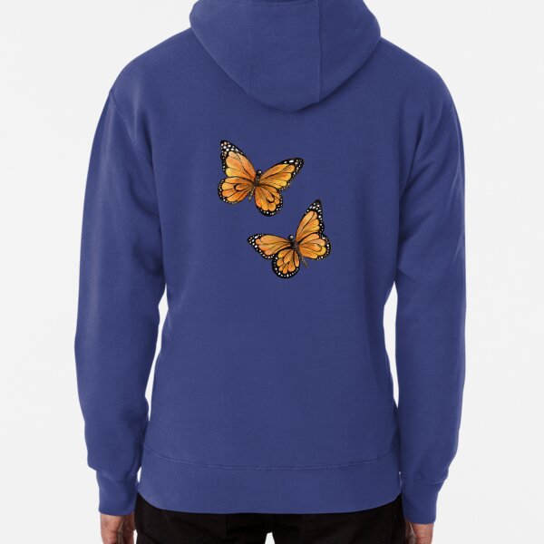 Two Orange Monarch Butterflies Art Print Pullover Hoodie