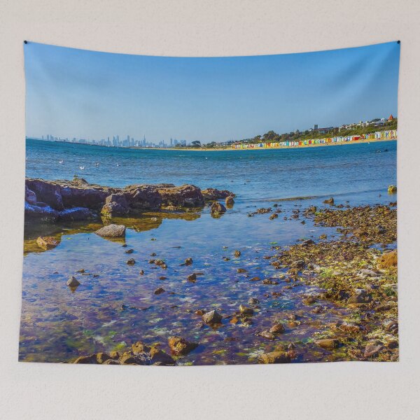 Item preview, A View to the Brighton Bath Huts and the Melbourne CBD designed and sold by Steven Jodoin.