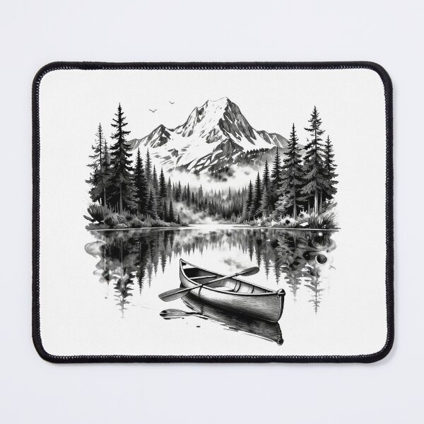 Item preview, Serene Mountain Lake Canoe Watercolor designed and sold by Exodoi.