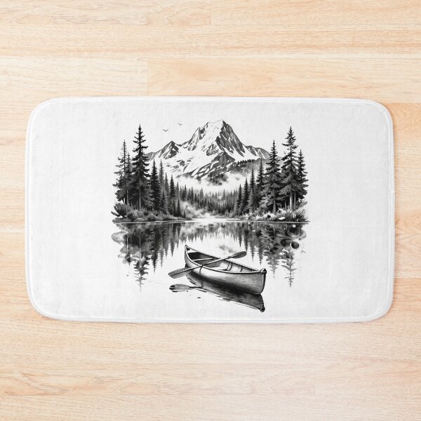 Item preview, Serene Mountain Lake Canoe Watercolor designed and sold by Exodoi.