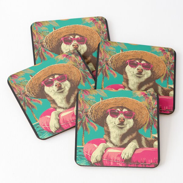Item preview, Summer Husky with Sunglasses Cute Dog Tropical Pool Party designed and sold by Littermin.