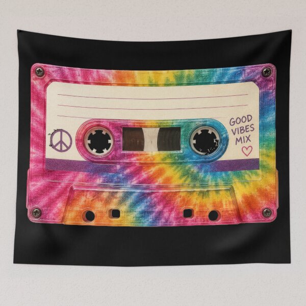 Item preview, Good Vibes Rainbow Tie-Dye Cassette designed and sold by jgvisualarts.