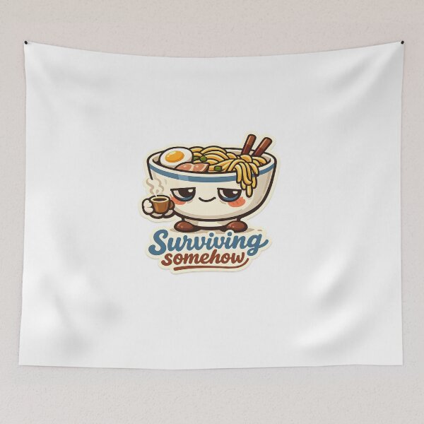 Item preview, Surviving Somehow Cute Ramen Humor Design designed and sold by Naviora.