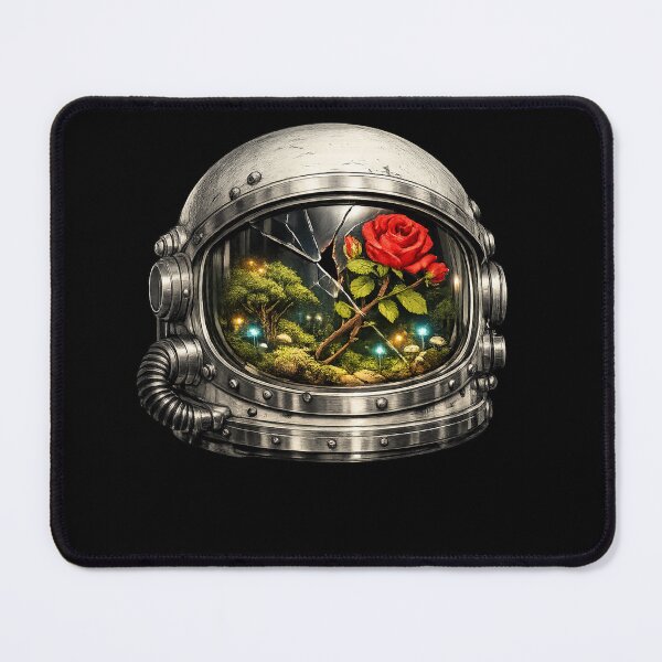Item preview, Astronaut Helmet Rose Garden — Surreal Space Nature Art | Sci-Fi Floral Poster designed and sold by ArtoryWorks.