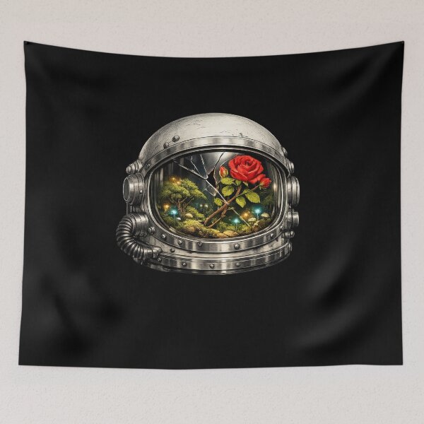 Item preview, Astronaut Helmet Rose Garden — Surreal Space Nature Art | Sci-Fi Floral Poster designed and sold by ArtoryWorks.