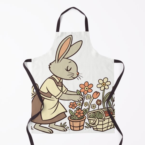 Item preview, bunny florist arranging flowers in tiny vintage shop, cottagecore illustration designed and sold by Senglaopattern.