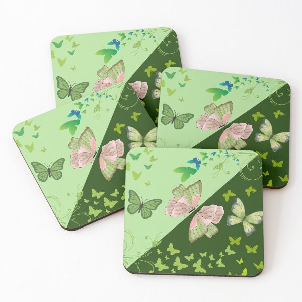 Item preview, Whimsical Butterfly Garden Diagonal Split Green designed and sold by FMSeamlessArt.