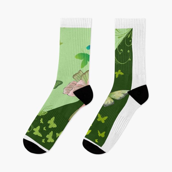 Item preview, Whimsical Butterfly Garden Diagonal Split Green designed and sold by FMSeamlessArt.