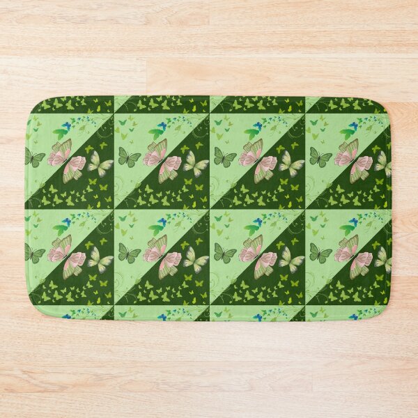 Item preview, Whimsical Butterfly Garden Diagonal Split Green designed and sold by FMSeamlessArt.