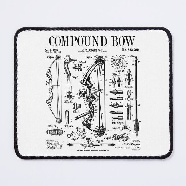 Item preview, Compound Bow Archer Bowhunter Archery Vintage Patent Print designed and sold by GrandeDuc.