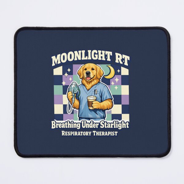 Item preview, Moonlight RT Golden Retriever Respiratory Therapist Shirt, RT Coffee Lover Tee, Cute Respiratory Therapy Dog Mascot Gift, Night Shift Healthcare Checkered T-Shirt designed and sold by ClinicalHubs.