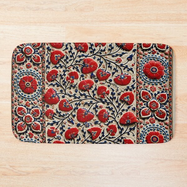 Item preview, Shakhrisyabz Suzani Uzbekistan Floral Embroidery Print designed and sold by Vicky Brago-Mitchell®.