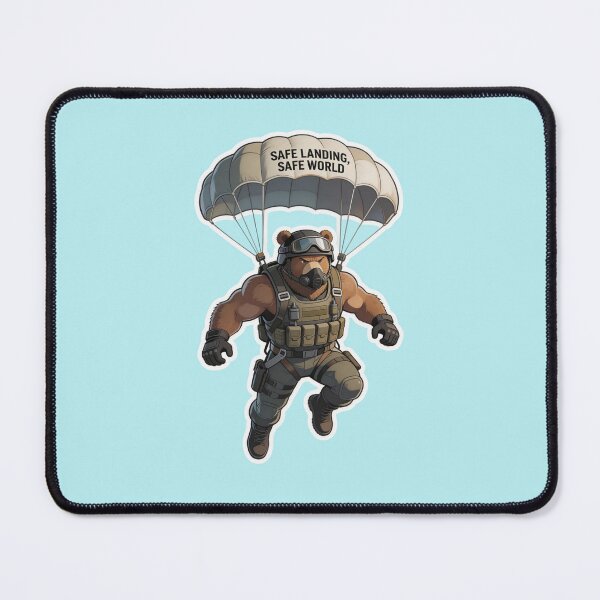 Item preview, Safe Landing Safe World Tactical Bear Parachute Sticker designed and sold by carestazafeli.