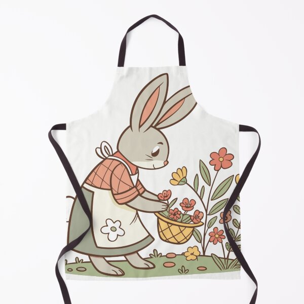 Item preview, bunny florist arranging flowers in tiny vintage shop, cottagecore illustration designed and sold by Senglaopattern.