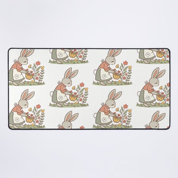 Item preview, bunny florist arranging flowers in tiny vintage shop, cottagecore illustration designed and sold by Senglaopattern.