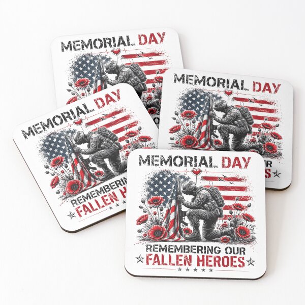 Item preview, Kneeling Soldier Red Poppies Memorial Day Remembering Our Fallen Heroes American Flag Art designed and sold by Plonkylar.