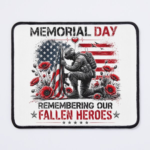 Item preview, Kneeling Soldier Red Poppies Memorial Day Remembering Our Fallen Heroes American Flag Art designed and sold by Plonkylar.