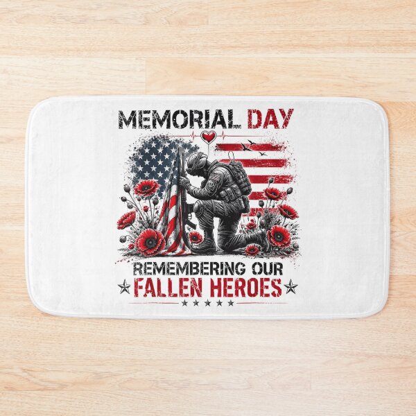 Item preview, Kneeling Soldier Red Poppies Memorial Day Remembering Our Fallen Heroes American Flag Art designed and sold by Plonkylar.