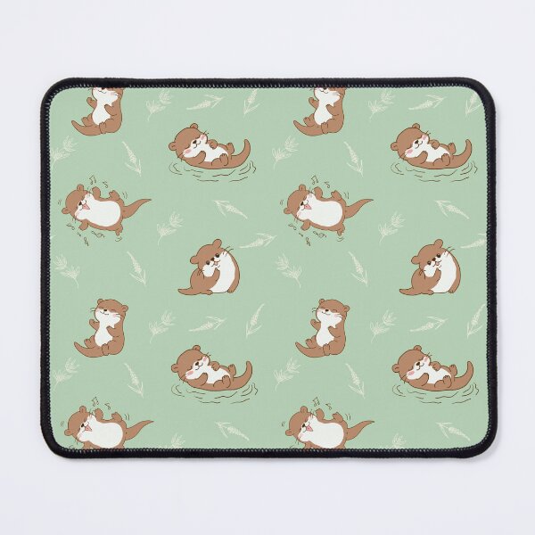 Item preview, Cute Kawaii Otter Seamless Pattern on Sage Green Background designed and sold by Potattoo.