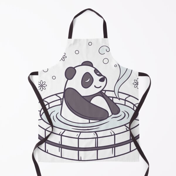 Item preview, sleepy panda soaking in hot spring under snowfall, relaxing mood designed and sold by Senglaopattern.