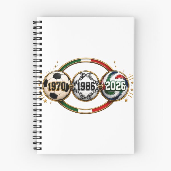 Item preview, Diseño futbolero inspirado en los tres años en que México fue sede mundialista: 1970, 1986 y 2026. Tres balones unidos por un aro dorado con detalles tricolores, ideal para fanáticos del fútbol, coleccionistas y quienes quieren llevar un recuerdo visual d designed and sold by FlorenciaStudio.