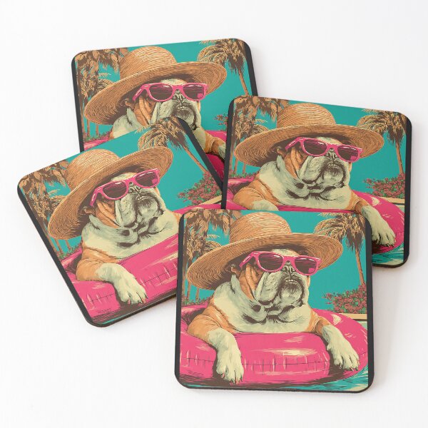 Item preview, British Bulldog with Sunglasses Cute Dog Tropical Pool Party designed and sold by Littermin.