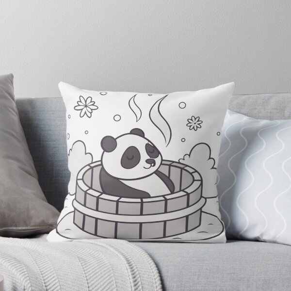 Item preview, sleepy panda soaking in hot spring under snowfall, relaxing mood designed and sold by Senglaopattern.