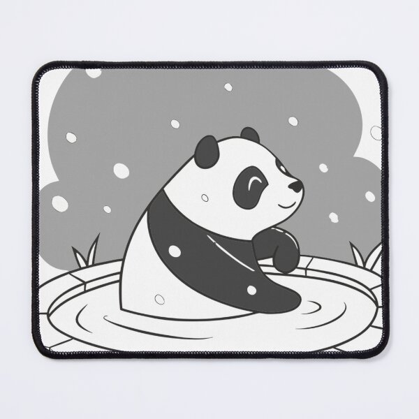 Item preview, sleepy panda soaking in hot spring under snowfall, relaxing mood designed and sold by Senglaopattern.